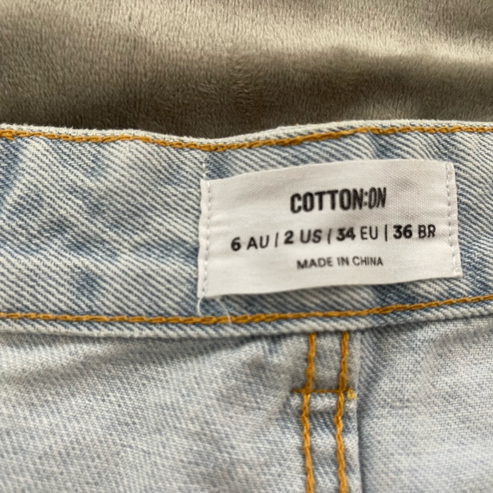 Cotton On High Rise Mom light jean shorts, Size 2